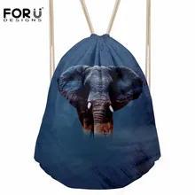 FORUDESIGNS/сумка на шнурке, маленький мужской рюкзак с принтом слона для подростков, повседневный рюкзак для детей, комплект с карманами, Mochila