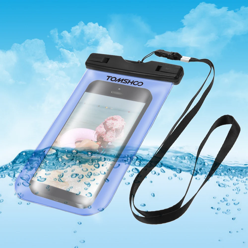 

TOMSHOO Waterproof Phone Case Dry Bag Outdoor Sports Pouch Transparent Touch Screen Cellphone Case for 6.0" Devices