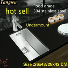 Free shipping Mini balcony kitchen manual sink single trough food-grade stainless steel hot sell 26x43/28x43 CM
