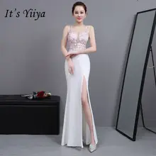 Женское длинное вечернее платье It‘s YiiYa，Юбка рыбий V-образным вырезом на лето