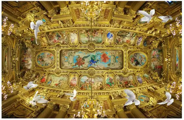3d Stereoscopic Wallpaper European Church Ceiling Frescoes