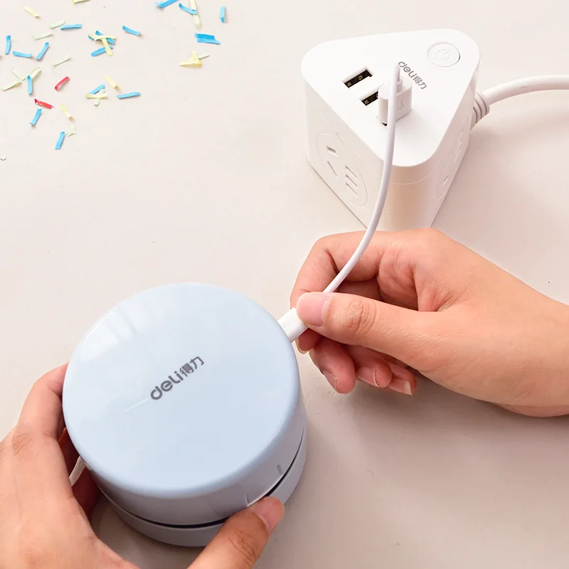  Deli 18880 Desk Set Portable Desktop Cleaner Mini Desk Vacuum Cleaner for School Classroom School O