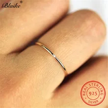 Женское тонкое кольцо с камнем, 925 пробы, серебряное, изящное, обручальное кольцо для женщин, кольцо средней длины с белым кристаллом, хорошее ювелирное изделие