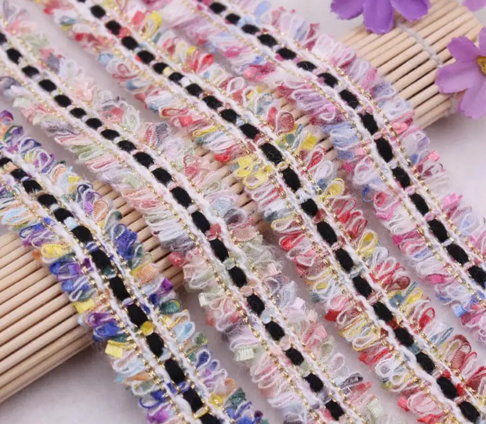 

Type-2 20Yard Colour Knitted Tassels Lace Fabric Trim Ribbon For Apparel Sewing Clothes Bridal wedding Doll Cap Hail Bow
