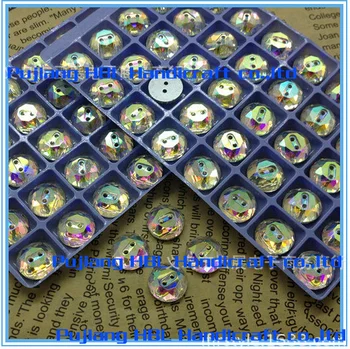 

White AB Flatback Crystal 2 holes Sew On Buttons Sew On Fancy Rhinestones DIY wedding decorations wedding shoes accessories