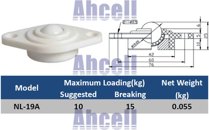 4 шт. NL19A 19 мм POM Нейлон транспортировочный ролик 25 кг грузоподъемность POM ABS NL-19A полный пластиковый шар и роликовая машинка для тела