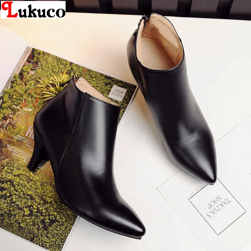 

Lukuco Large Size 45 46 47 48 Women Zipper Winter Spring Botas Ladies shoes Low Heel Ankle Boots Free Shipping Boot For Female