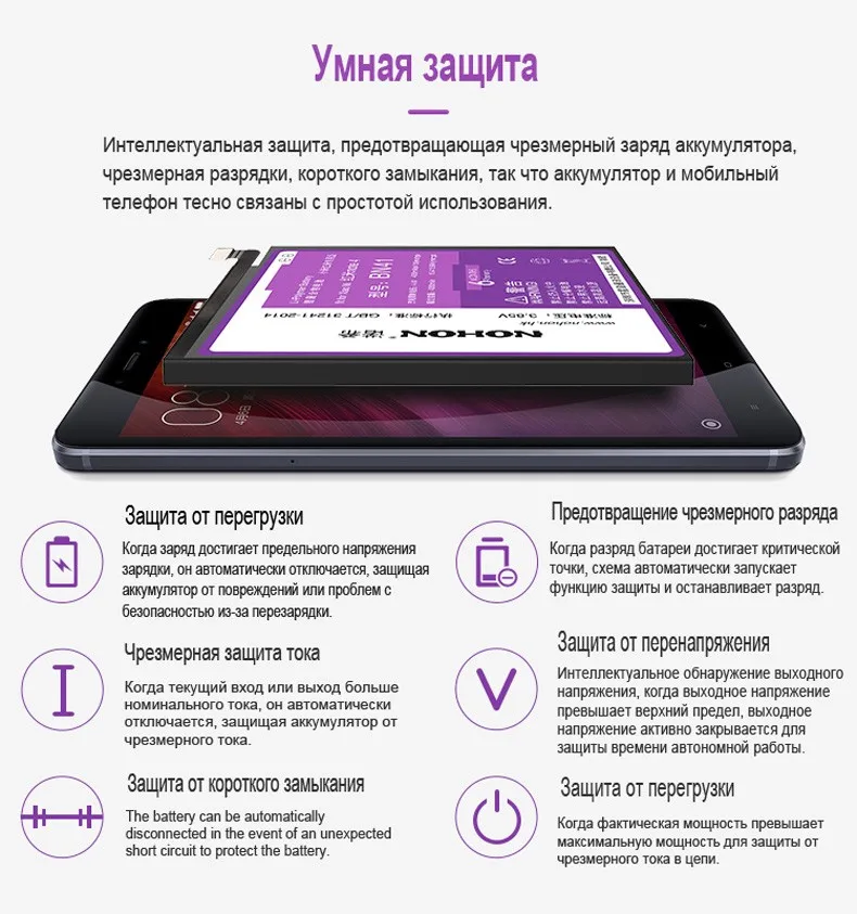 Nohon Аккумулятор для Xiaomi Redmi Note 2 3 4 4X BN41 BN43 BM45 BM42 BM46 Замена батарей для мобильных телефонов в режиме реального Ёмкость акумуляторная батарея