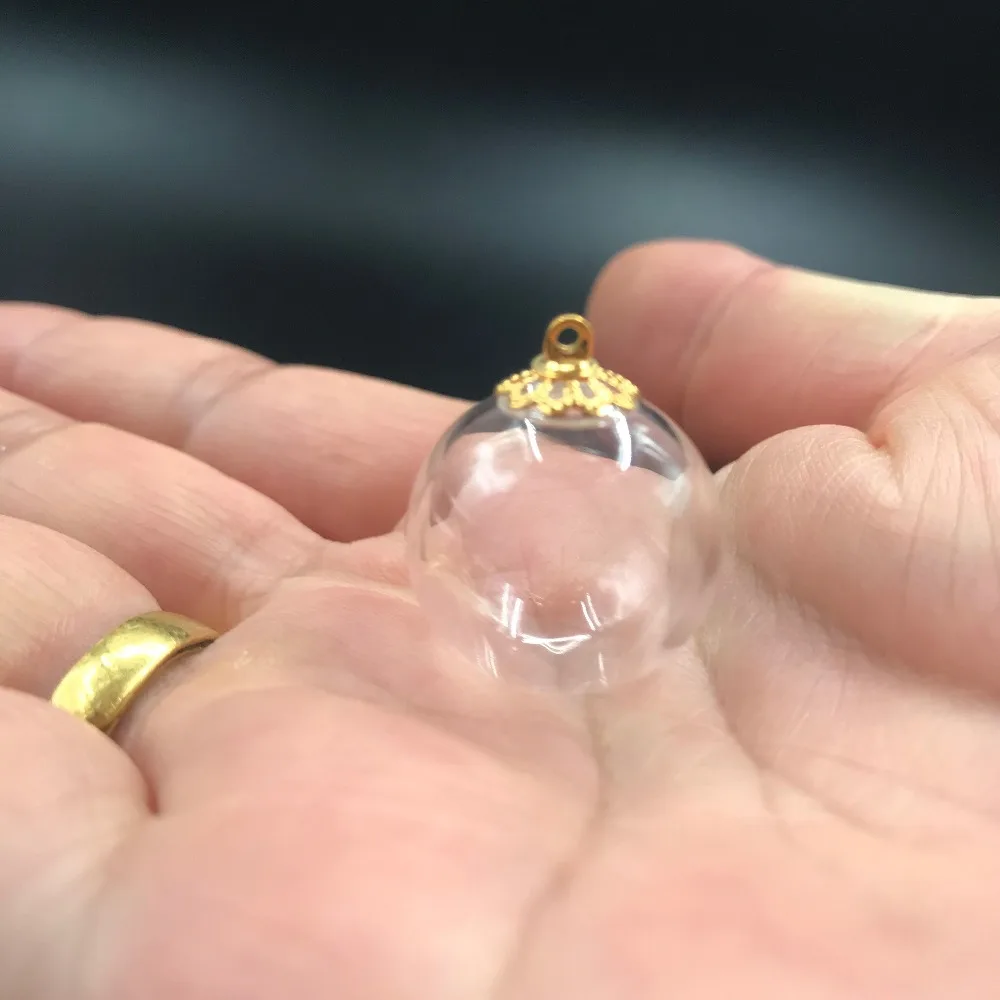 1/3/5X 18mm Glass Orb Beads globe locket hollow bubble dome cover wishing bottle jars necklace round ball charm vial diy pendant 5