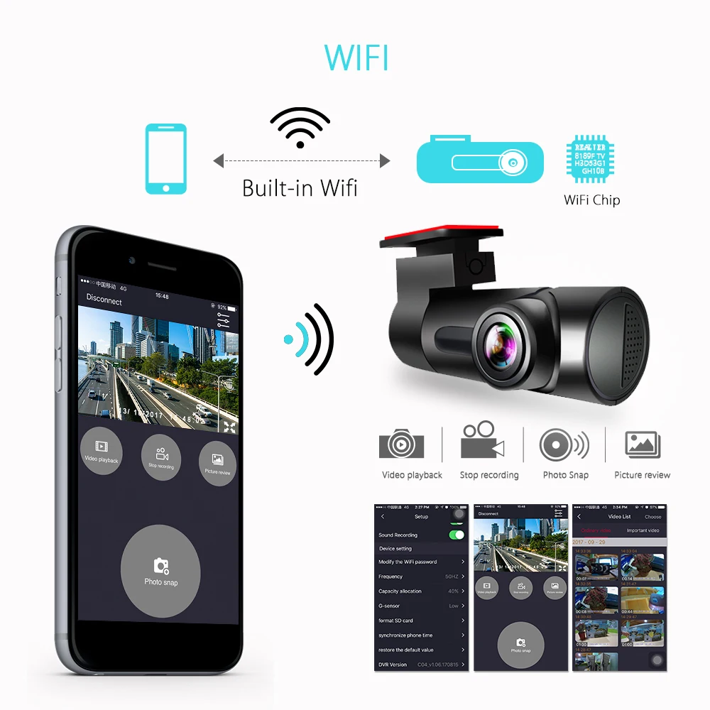 Мини видеорегистратор ADDKEY с Wi Fi 1080P FHD ночное видение|Видеорегистраторы| |