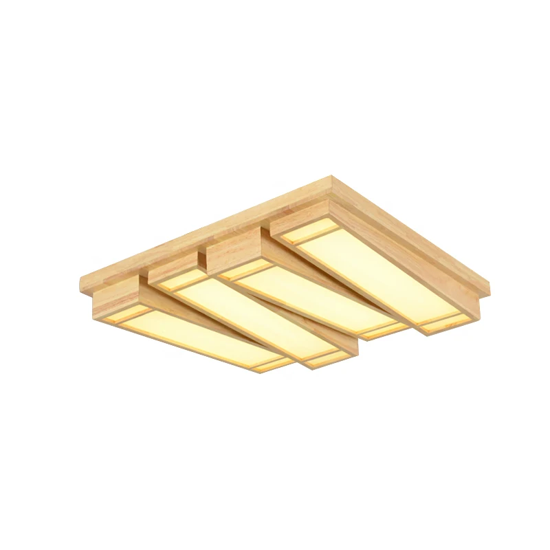 

Solid Wooden solid wood bedroom ceiling light log rectangular study LED dimming lamp creative tatami room ZH MZ37