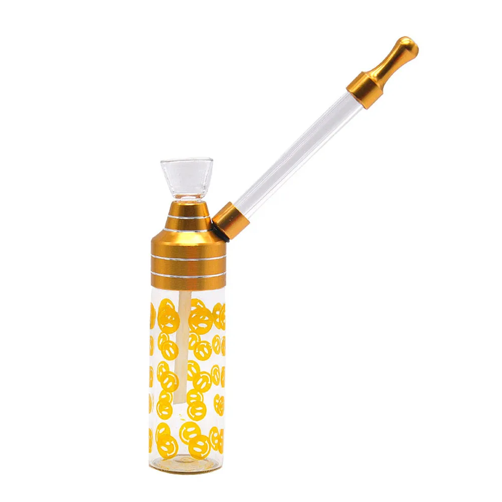Gold-Smile COURNOT, Мини Кальян, курительные трубы, стеклянные водопроводные трубы 120 мм, металлические табачные трубы для сигарет, держатель фильтра, аксессуары - Цвет: Gold-Smile