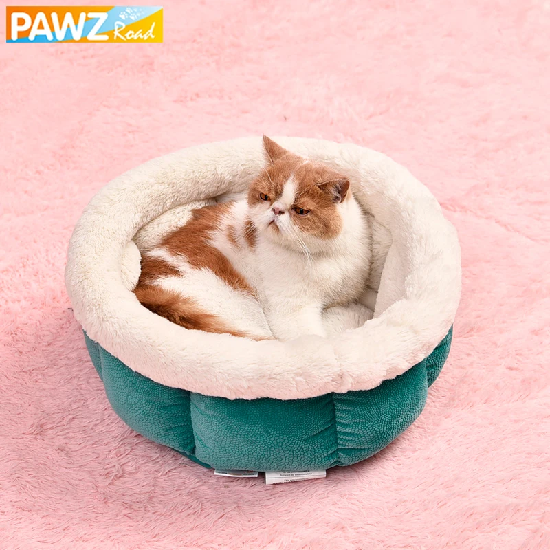 Billige Haustier Lieferant Hund Katze Kennel Pet Runde Form Bett Warme Weiche Kitten Welpe Cave Haus Freizeit Stein Muster Für Pet 4 Farben bett