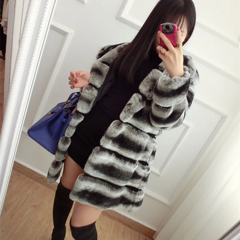 CNEGOVIK High quality chinchilla fur coats for women rex rabbit fur coat with hood real fur coat CNEGOVIK High quality chinchilla fur coats for women rex rabbit fur coat with hood real fur coat