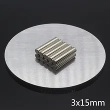 

50pcs 3 x 15mm N35 Mini Super Strong powerful magnetic Rare Earth Fridge Permanet Magnet Small Round Cylinder Neodymium Magnet