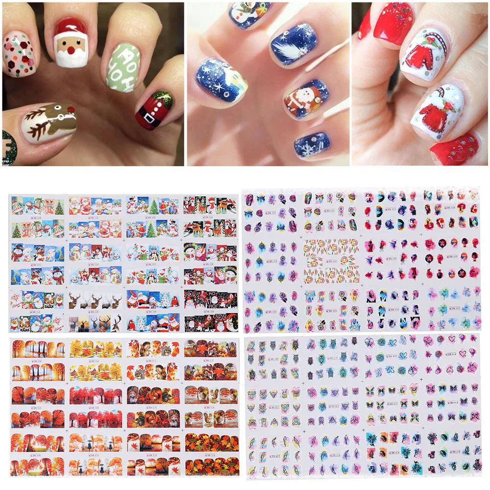 

1 Sheet Colorful Mixed Animal Flower Dream Catcher Nail Water Transfer Sticker Autumn Design Manicure Decor