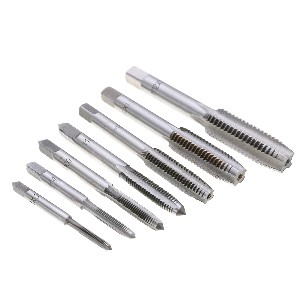 7pcs HSS Metric Thread Tap Tapper Set Right Hand 0.5mm-1.75mm Pitch M3 M4 M5 M6 M8 M10 M12 For Woodworking Tools