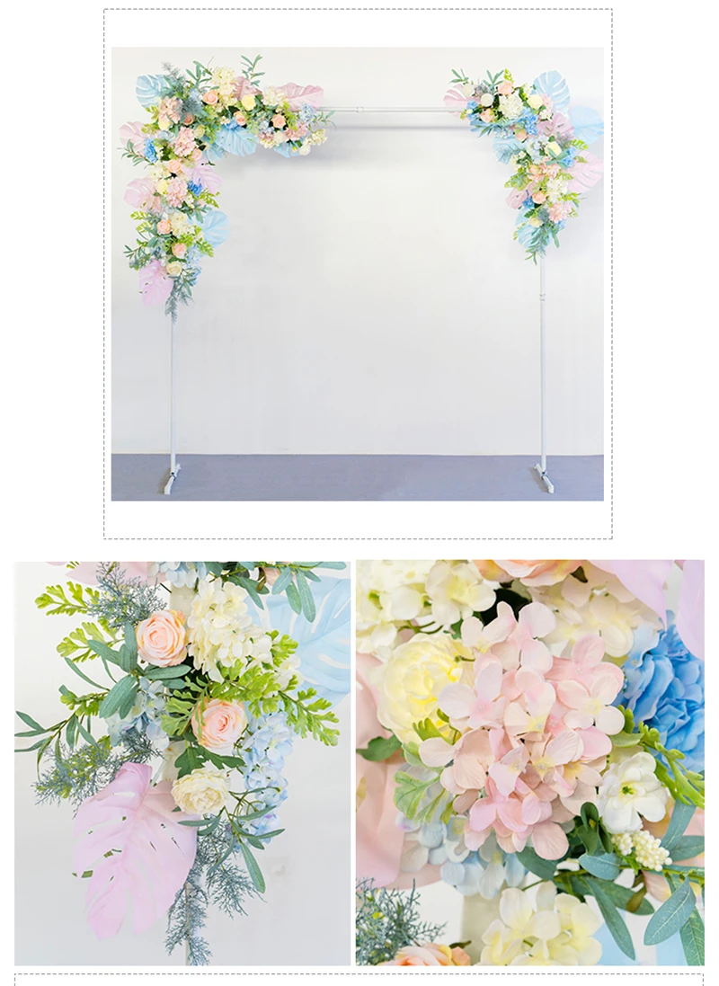 JAROWN Artificial Silk Flower Wrought Iron Stand Flower Row Set Outdoor Decorative Wedding Flower Arches Floral Welcome Decoration (4)