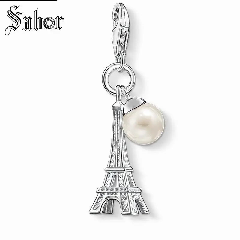 

thomas Pearl Eiffel Tower Charm Pendant,2019 Jewelry For Women Girls,womens Gift 925 Sterling Silver Fit Bracelet charms