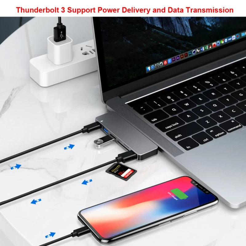 USB Hub 3 0 Портативный двойной конвертер Type C зарядная станция Поддержка Micro SD/SD кард