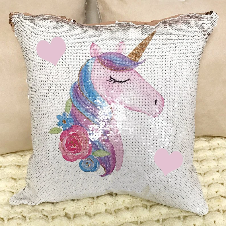 

2019 Unicorn Double Pillowcase European And American Explosions Sequin Pillowcase Magical Pillow Cover 40X40cm