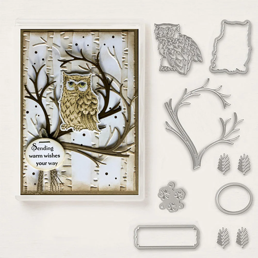 

Stitching Owl Branches Metal Cutting Dies Stencils for DIY Scrapbooking Album Decorative Embossing Hand on Paper Card 2018 New