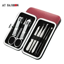 В моде 8 шт. маникюрный набор ножницы для ногтей игла акне педикюр и Menicure Обрезка серпа инструмент для чистки ушей набор для декора ногтей набор