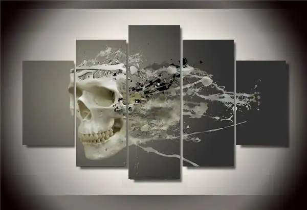 

Hd Printed Disintegrating Skull 5 Pieces Group Painting Room Decor Print Poster Picture Canvas Free Shipping/Ny-565 NO Framed