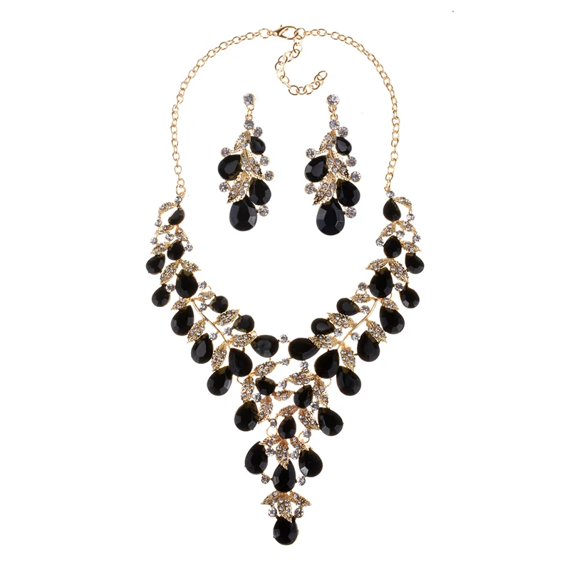 

Black Stones Bijoux Shiny Crystal Dangle Earrings Fashion Party Jewelry Hot Sale Geometric Statement Earrings For Women