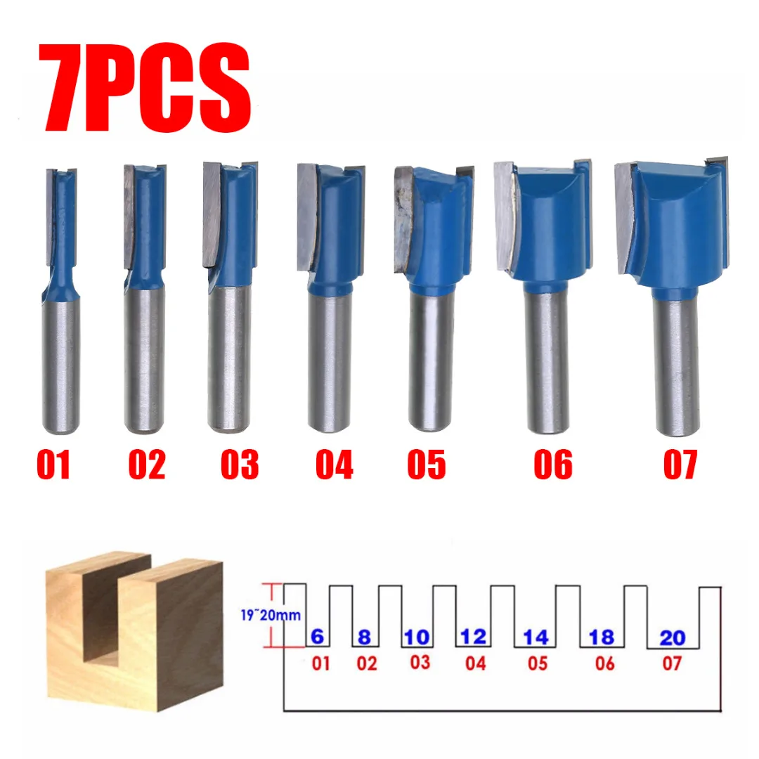 1 шт. 8 мм хвостовик Прямо фреза Набор 6/8/10/12/14/18/20 мм резки Диаметр для обработки дерева и ДСП Токарный станок для продольной обточки mayitr