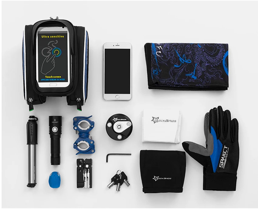 Best Rockbros Bicycle Bags Rainproof Touch Screen Cell Phone Bike Bag Reflective Front Tube Cycling Bags Bicycle Accessories Basket 13