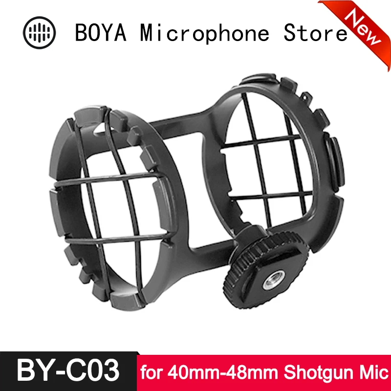 

BOYA BY-C03 Professional Microphone Shock Mount for BY-VM300PS BY-V02 40mm-48mm Mic on DSLR Camera Camcorder Zoom H1 Cold Shoe