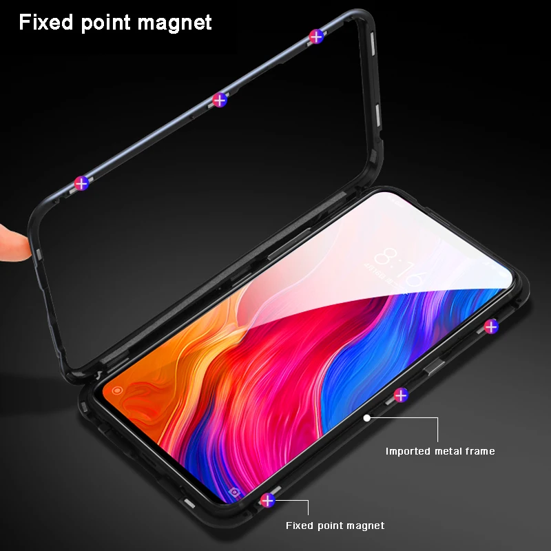 Магнитный флип-чехол для Xiao mi Red mi Note 6 5 pro mi a2 8 lite Pocophone f1 Защитная стеклянная задняя крышка металлическая рамка Funda Shell