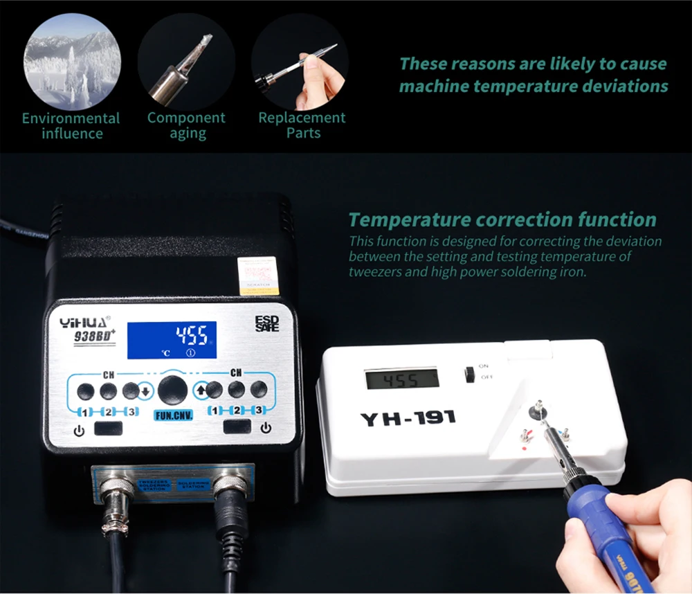 YIHUA 938D 938BD+ паяльники станция светодиод высокой мощности SMD паяльные пинцеты ремонт паяльные инструменты комплект станция 110 В 220 В