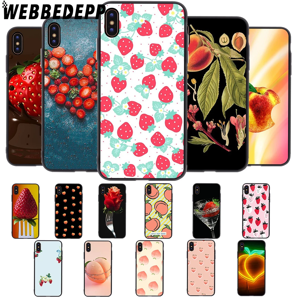 

WEBBEDEPP Fruit Peach Strawberry Soft Case for iPhone 5 5S 6 6S 7 8 Plus X XS 11 Pro MAX XR Cover