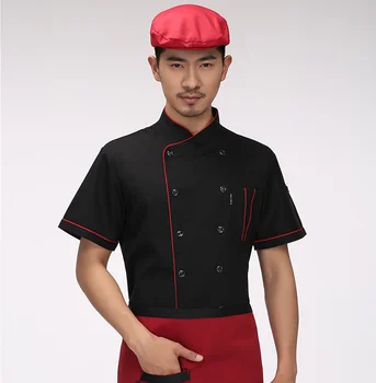 

Chef's short-sleeved summer kitchen restaurant hotel chef kitchen chef uniform after clothes for men and women a breathable