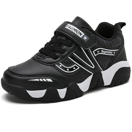 Кожа Нескользящие Детские кроссовки для мальчиков кроссовки открытый детская спортивная обувь детская прогулочная обувь для студентов обувь для мальчиков Run - Цвет: Black Boys Shoes P