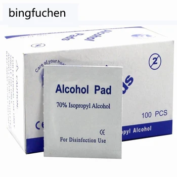 

100pcs/lot Portable 100pcs/Box Alcohol Swabs Pads Wipes Antiseptic Cleanser Cleaning Sterilization First Aid Home makeup new