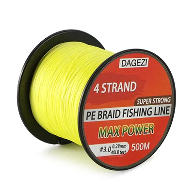 DAGEZI 500 м 10-90LB 4 нити braidedfishing лески Супер сильная Multifilament PE плетеная леска - Цвет: Цвет: желтый