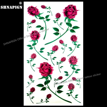 

SHNAPIGN Beautiful red roses Temporary Tattoo Body Art Arm Flash Tattoo Stickers 17*10cm Waterproof Fake Henna Painless Sticker