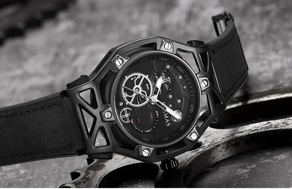 RUIMAS мужские роскошные кожаные армейские спортивные кварцевые часы лучший бренд аналоговые наручные часы для мужчин Relogios Masculinos часы 534