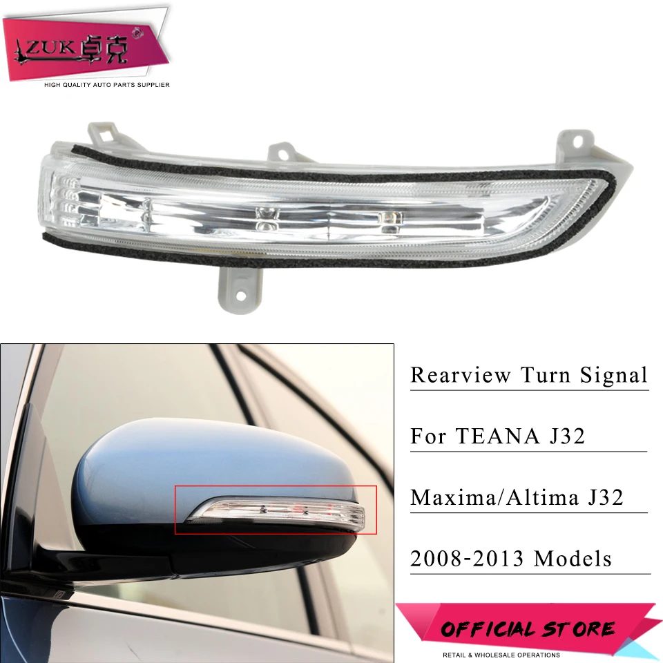 

ZUK Outer Rearview Mirror Turn Signal LED Flasher Light Lamp For Nissan Teana Maxima Altima J32 2008 2009 2010 2011 2012 2013