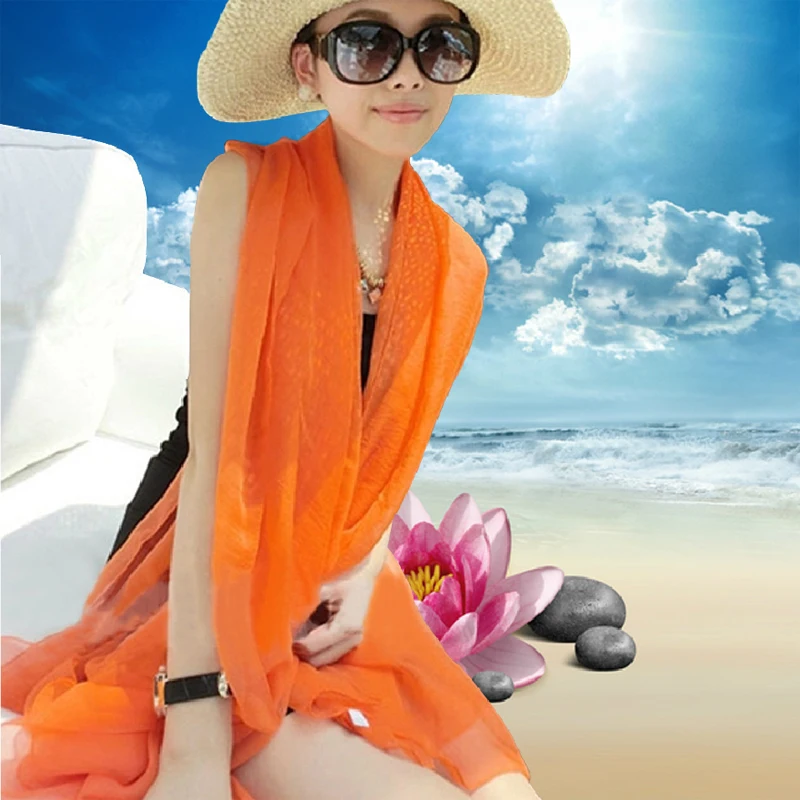 

Summer sunscreen solid color silk scarf beach towel long design air conditioning cape female scarf autumn and winter oversized