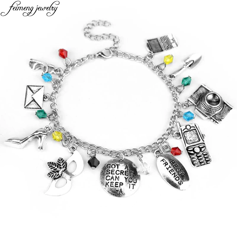 

Pretty Little Liars Charm Bracelet "GOT A SECRET CAN YOU KEEP IT -A" Mask Crystal Beads Bracelet Best Friends Christmas Gifts