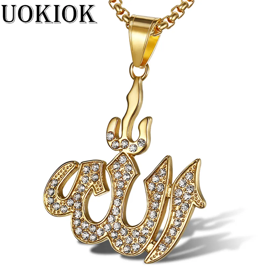 

Stainless Steel Allah Gold Necklaces Pendants For Women/Men drop ship Gold Color Arabic Muslim Religious Islam Islamic Jewelry