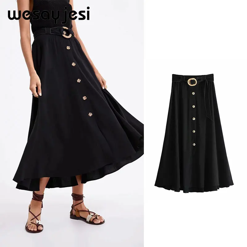 

2019 spring summer skirts women harajuku A-line sashes ankle-length empire skirt womene mpire faldas mujer moda skirts womens