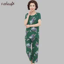 Новое поступление, плюс размер, женская летняя пижама с принтом, короткий рукав, хлопковая льняная Пижама, комплект одежды для сна, пижамы, большие размеры, E1261