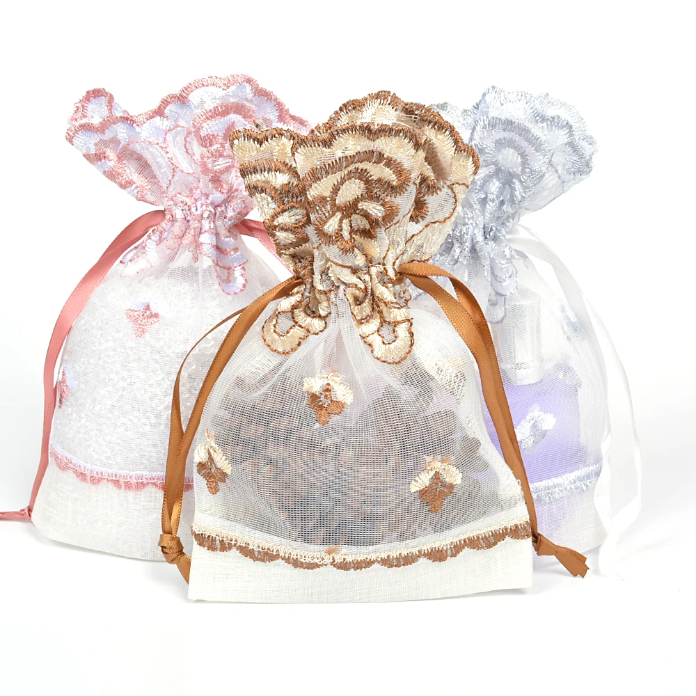 

12 Pcs Colorful Lace Jewelry Pouch 5"x7" Gift Bag Jewelry Storage Bag Organza Pouches for Earrings Necklace Bracelet Storage