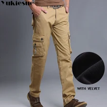 Тактические Брюки мужские джоггеры повседневные хлопковые брюки больших размеров зимние теплые флисовые мульти карманные армейские военные мужские брюки карго