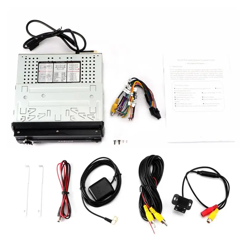 Clearance Retractable 7" 1 DIN Android 6.0 1080P Autoradio GPS Bluetooth Navigation Car Stereo Player Fully Capacitive Touch Screen 1G/16G 13